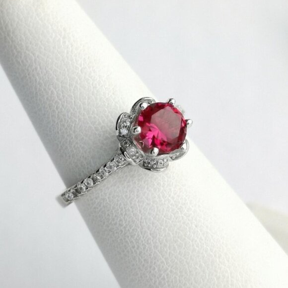 Lab Created Ruby CZ Ring size 8 - Picture 1 of 8